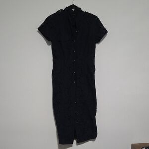 Navy Banana Republic Lace Midi Dress